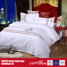 100Cotton постельных принадлежностей гостиницы Логоса вышивки набор отель постельное белье Размер 